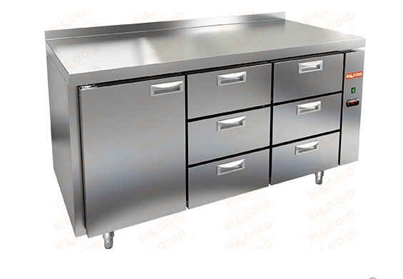 Холодильный стол HICOLD SN 133/TN P, без агрегата, 1 дверь, 6 ящиков (-2...+10°С)